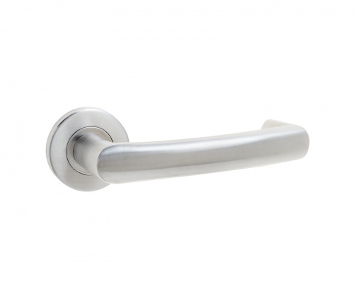 Stainless Steel Juno Door Handle on Rose Grade 304 Satin Stainless Steel